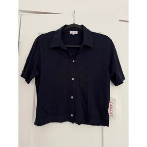 $165 New Goldie Polo Button Down Pima Cotton Tee - Small - Navy